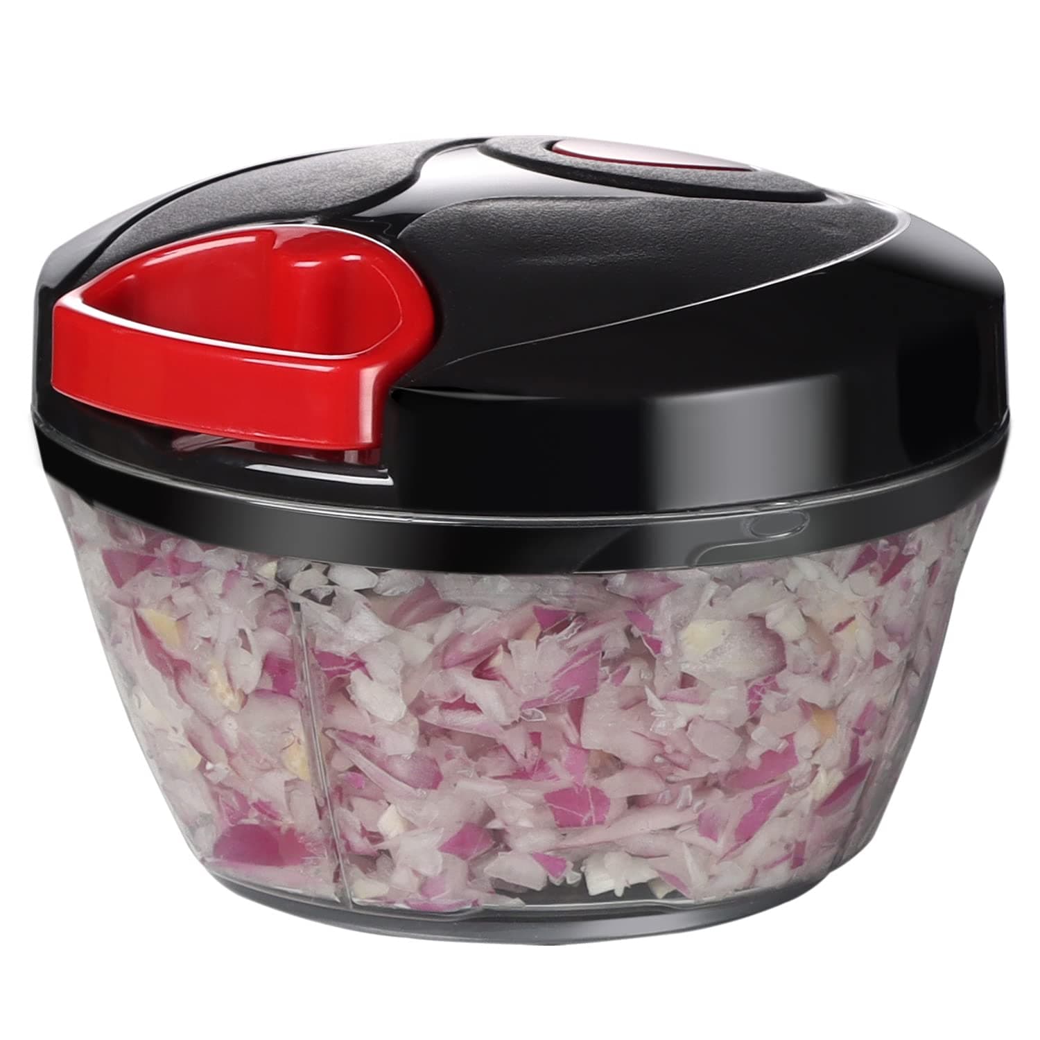 Ourokhome Manual Food Processor Vegetable Chopper Portable Hand Pull String Garlic Mincer Onion Cutter for Vegetables, Ginger, Fruits, Nuts, Herbs, 500ml, Black