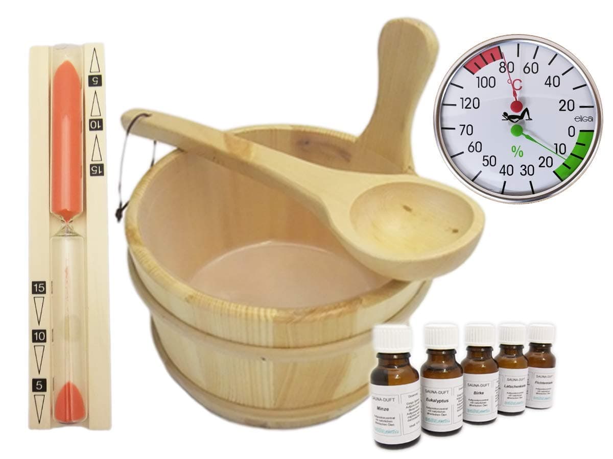 Sauna Accessories Sauna Bucket Sauna Set Sauna Ladle Hourglass Sauna Set 10 Pieces