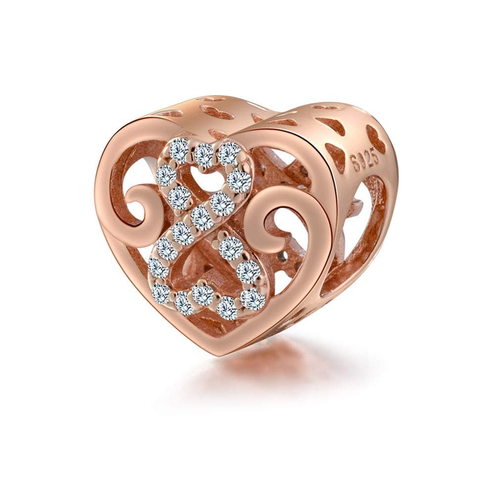 Sambaah Stering Silver Rose Gold Heart Charm