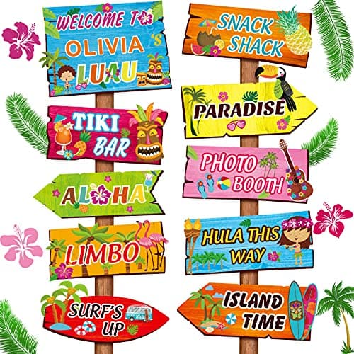 Jetec 20 Pieces Luau Party Welcome Sign, Tropical Hawaiian Summer Themed Party Decorations Hawaiian Welcome Sign Front Door with 4 Sheet Stickers