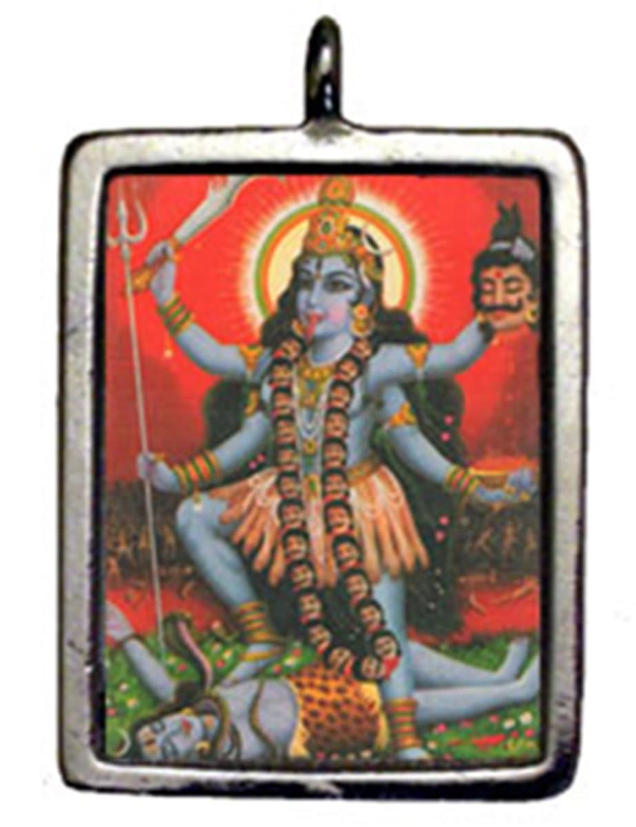 Sterling Moon Kali Hindu Sacred Deity Charm Pendant Amulet Talisman