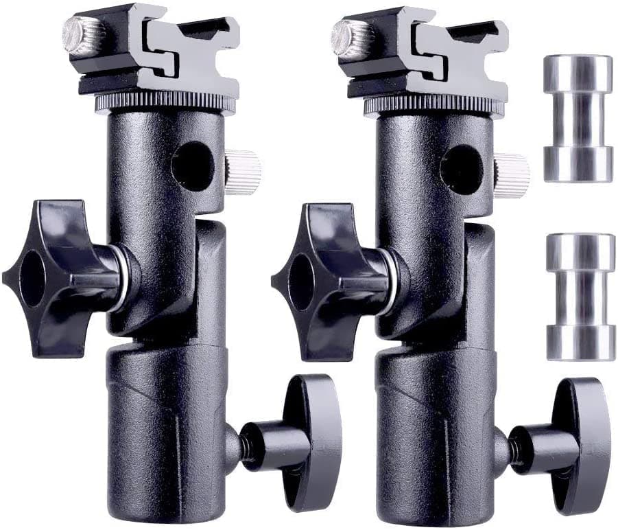 FotosnowCamera Speedlight Mount Flash Stand Speedlite Umbrella Holder Light Stand Adapter w/Shoe Mount Compatible with Camera Nikon Pentax Olympus DSLR Flash Speedlite LED Light E Type-2 Packs