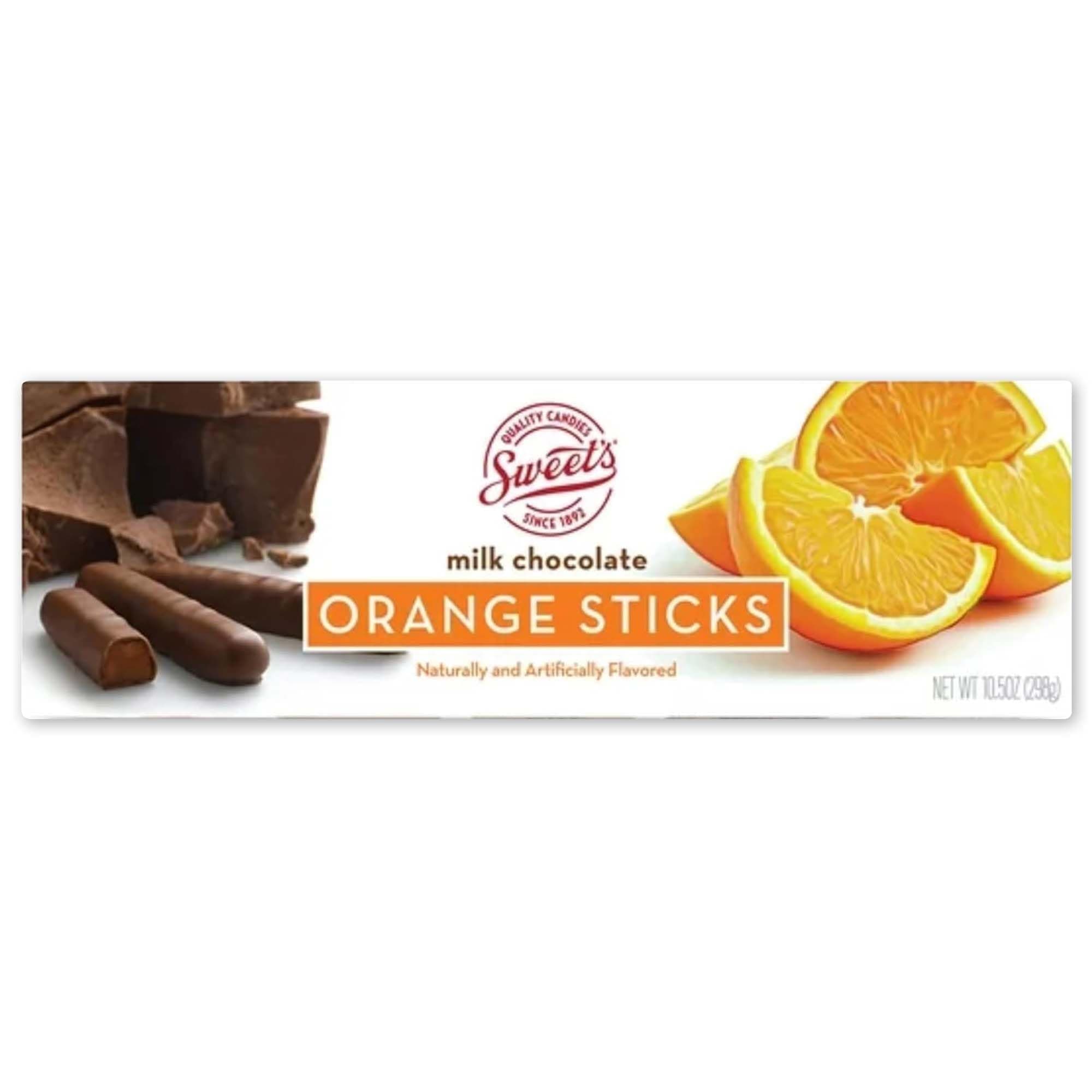 Sweet Candy Company Milk Chocolate Orange Sticks - Gourmet Chocolate Covered Sticks, Chocolate Fruit Flavored Sticks, Gift Idea for Holidays, Gluten Free, Kosher - 10.5 oz Box
