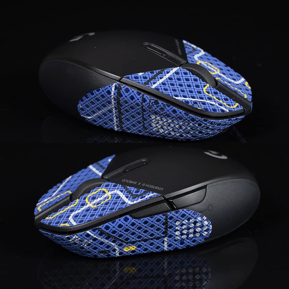 TBTL Non Slip Mouse Stickers Handmade Suck Sweat Grips Skates for Logitech Shroud 303 G313 Wireless Only Grips(Punk Blue)