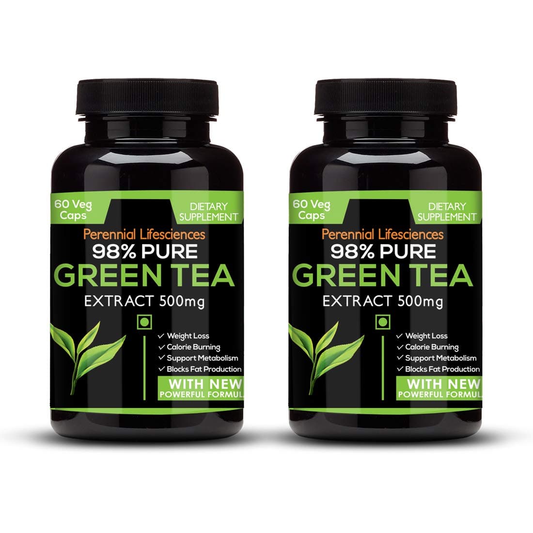 Perennial Lifesciences 98% Pure Green Tea Extract 95% Polyphenols 75% Catechins 50% Egcg soft - gels - 500Mg (Pack of 2)