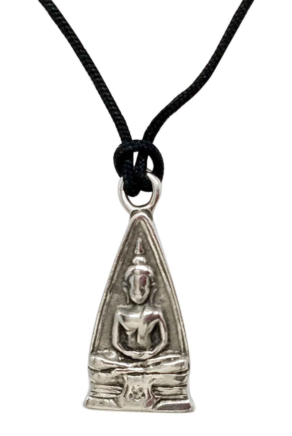 EcoSmart Designs Thai Buddha Necklace For Men On Long Black Adjustable Cord