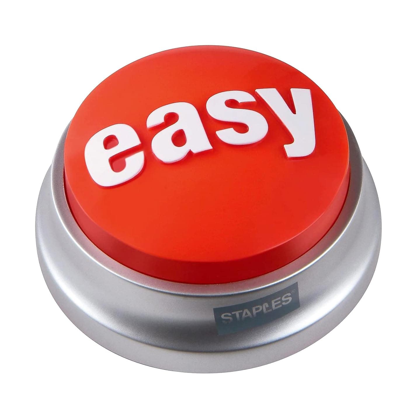 Staples Easy Button, Red/Silver - Fun Office Desk Button for Motivation