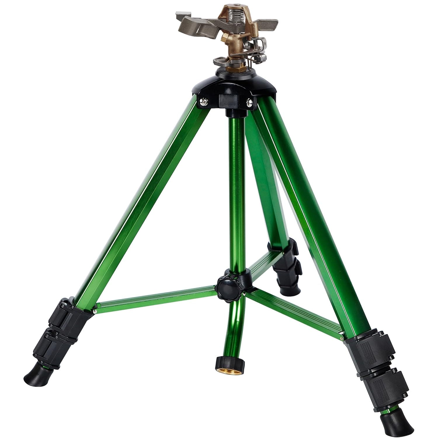 Biswing Impact Sprinkler Head on Tripod Base, Heavy Duty Lawn Sprinklers, 360 Degree Large Area Irrigation, Metal Sprinkler Nozzle & Solid Alloy Metal Extension Legs Flip Locks, 1 Pack