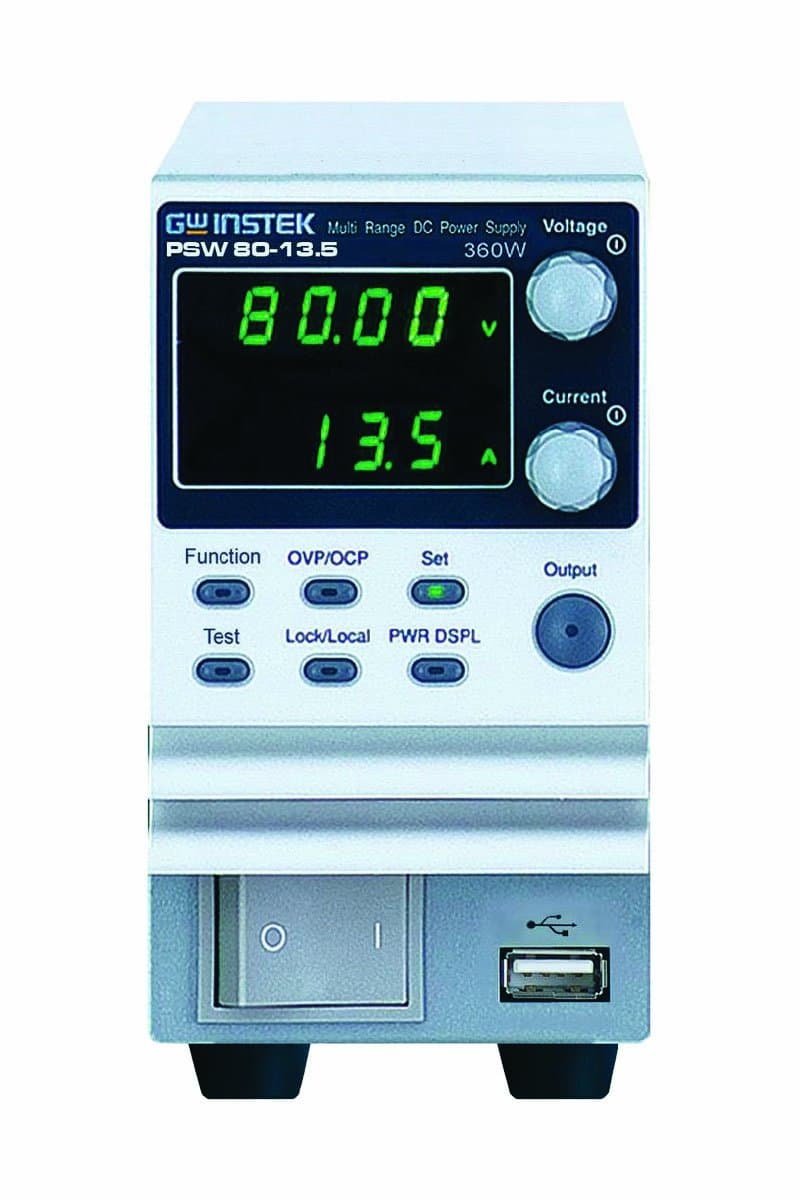 GW Instek PSW 80-13.5 Programmable Multi-Range Switching DC Power Supplies, 0-80 Volts, 0-13.5 Amps, 360 Watts