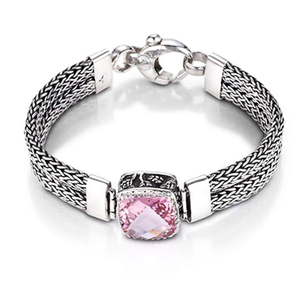 Sterling Silver This lovely sterling silver Sara Blaine bracelet features a 14mm morganite topaz