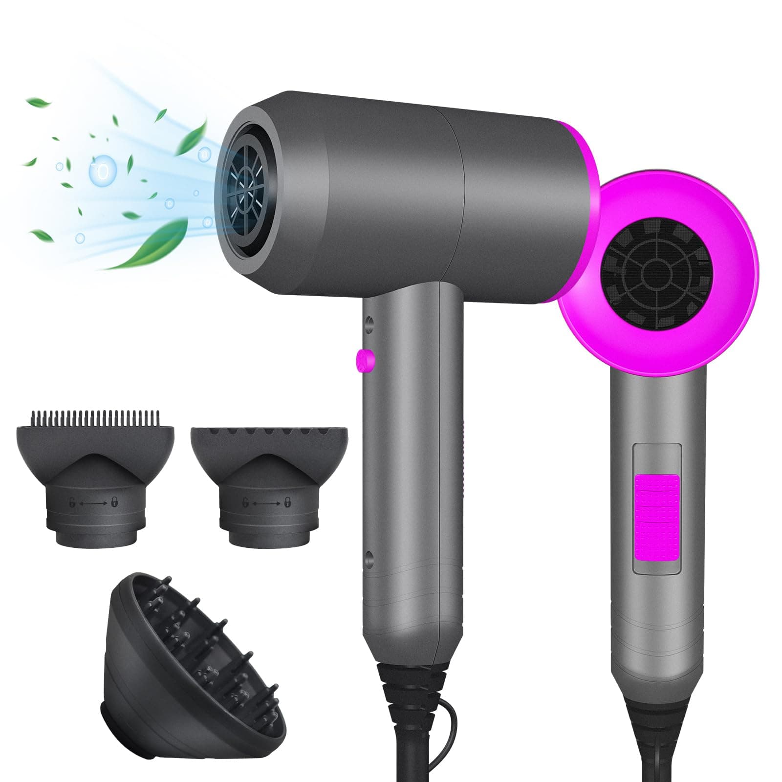 Professional Hair Dryer 2000W Fast Dry Negative Ions Hair Blow Temperature Hairdryer with Diffuser Hairdryer with 2 Speeds, 3 Heating and Cool Button