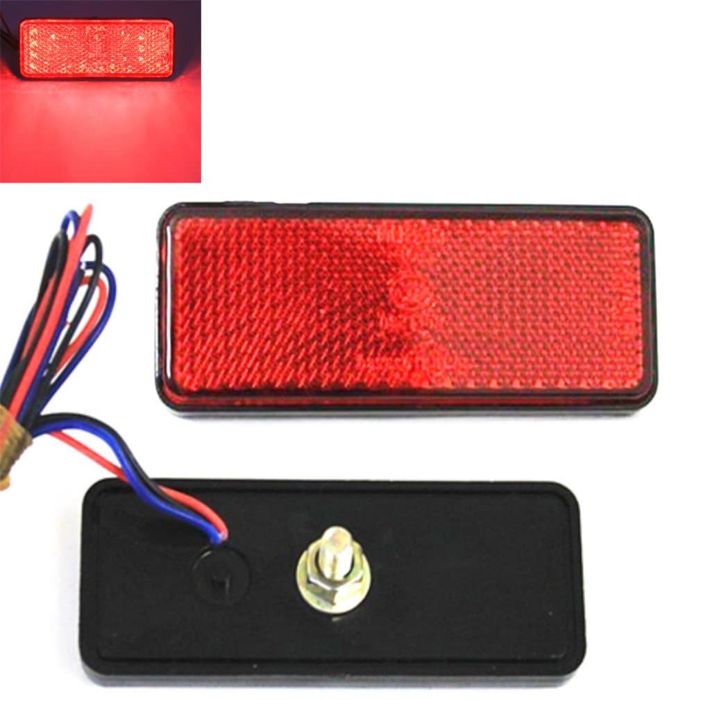 2X Rectangle Reflector Waterproof 24 LED Marker Tail Brake Stop Light Car Trailer Truck for RV,Trailer,Truck,UTE,UTV,ATV,Motorcycle (Red Rectangle)