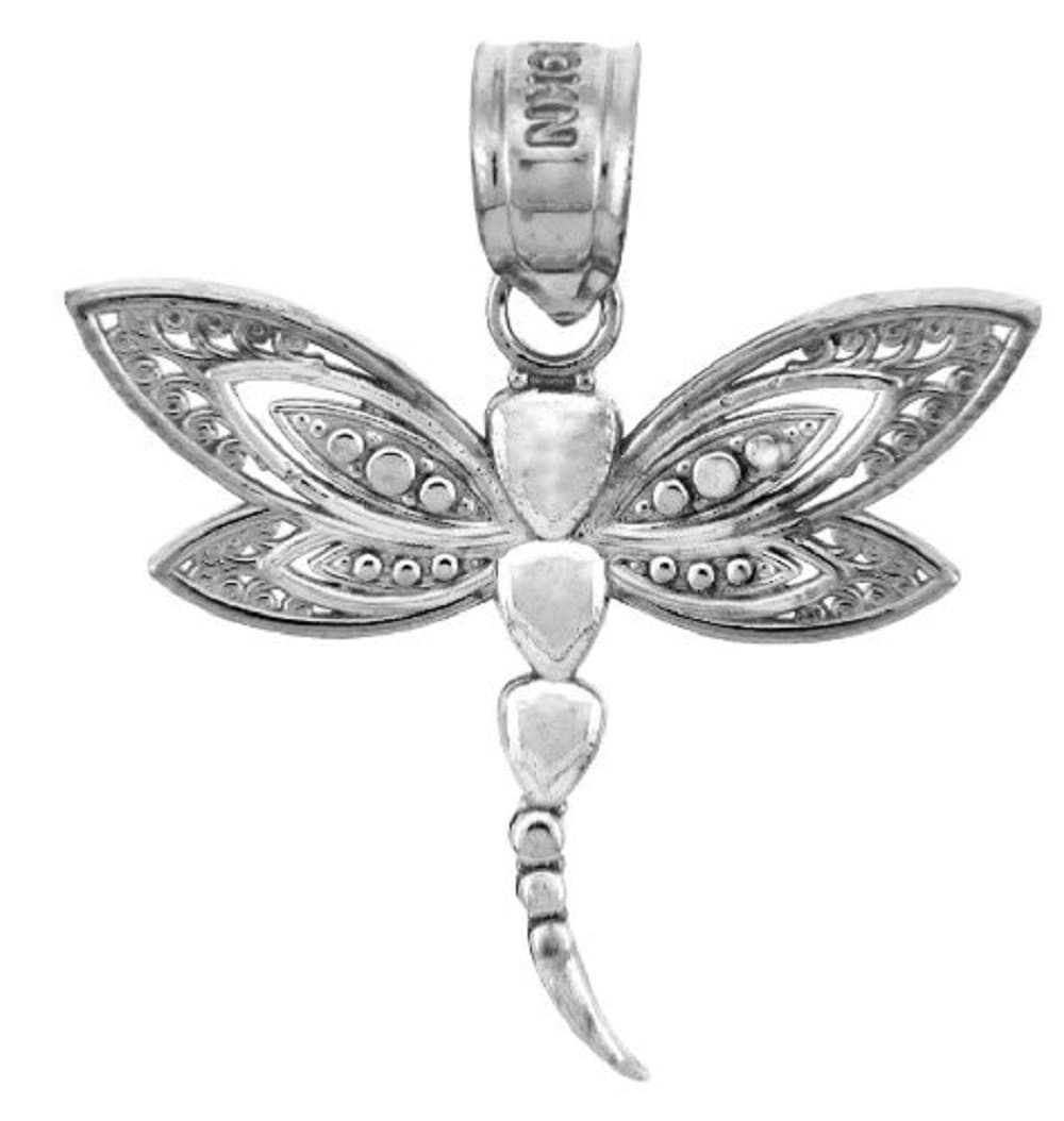 14K White Gold Dragonfly Pendant