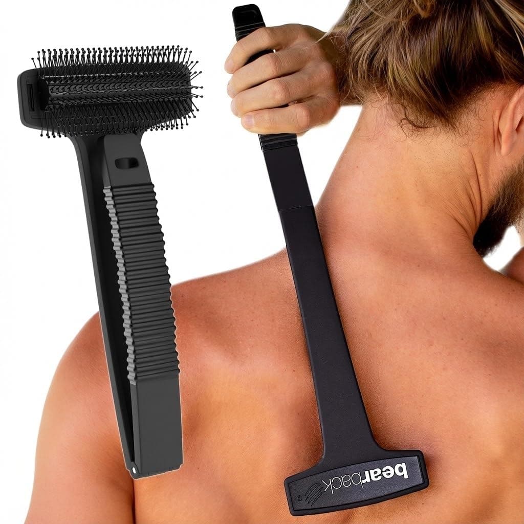 Bearback Back Scratcher for Men & Women - Long Reach Folding Handle, Skin-Safe Bristles - Extendable, Portable, Easy to Clean - Designed by a USA Small Business