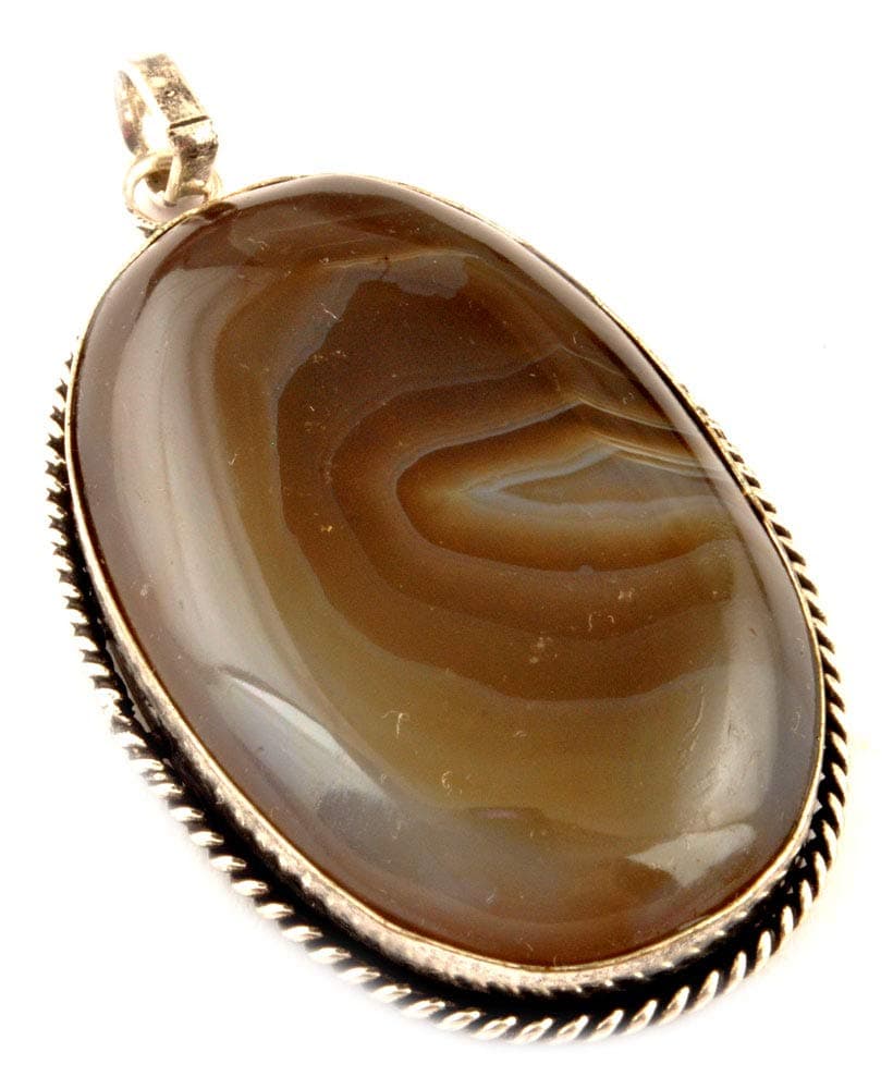 Indie Artisans NATURAL BOTSWANA AGATE Pendant 925 Silver Plated Necklaces Fashion Jewelry Contemporary Style Women Accessory