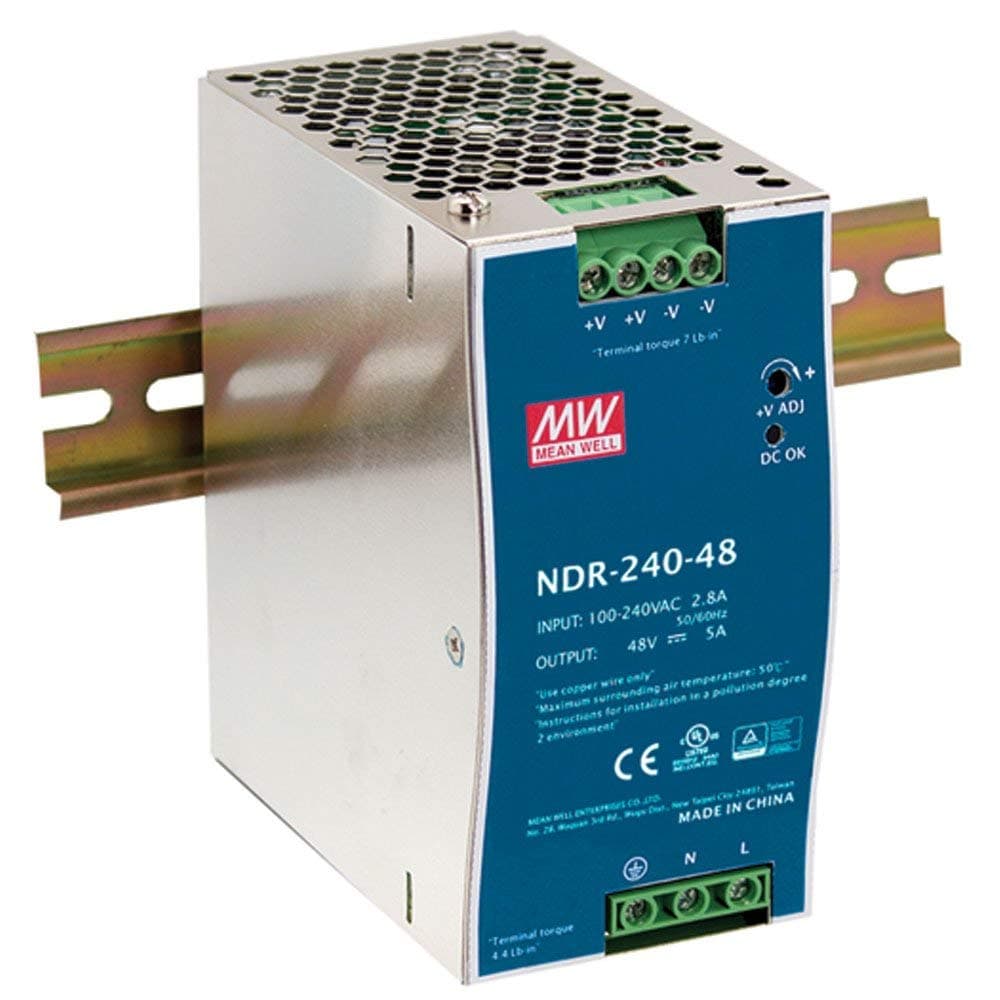 LINOVISION Mean Well NDR-240-48 48V 5 Amp 240W Industrial DIN Rail Power Supply PFC,90V to 264V AC Input