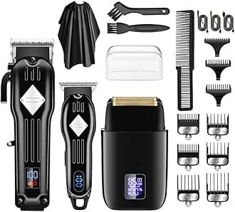 Roziapro Hair Clippers for Men Zero Gapped T-Blade Trimmer Rechargeable Foil Shavers Professional Hair Cutting Kit (Black)