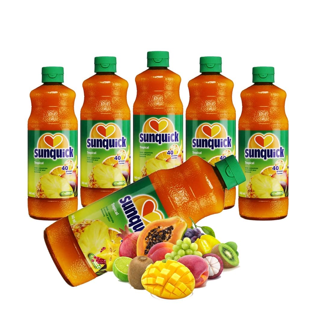 Tropical Fruit Juice Concentrate, Natural Ingredients, Six 700ml Bottles, Makes 210 Total Glasses