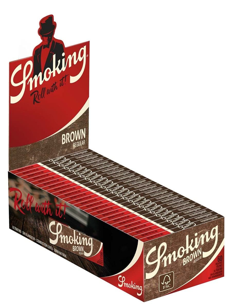 Short Rolling Paper, Single Packets, Brown, 60 x 50
