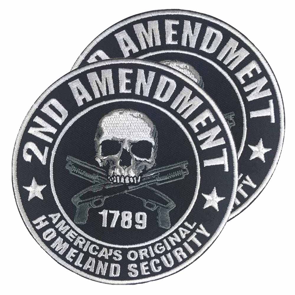 2 PCS 2nd Amendment Homeland Security Appliqued Iron on Patches, Jacket Patches Sew on Embroidered Patches