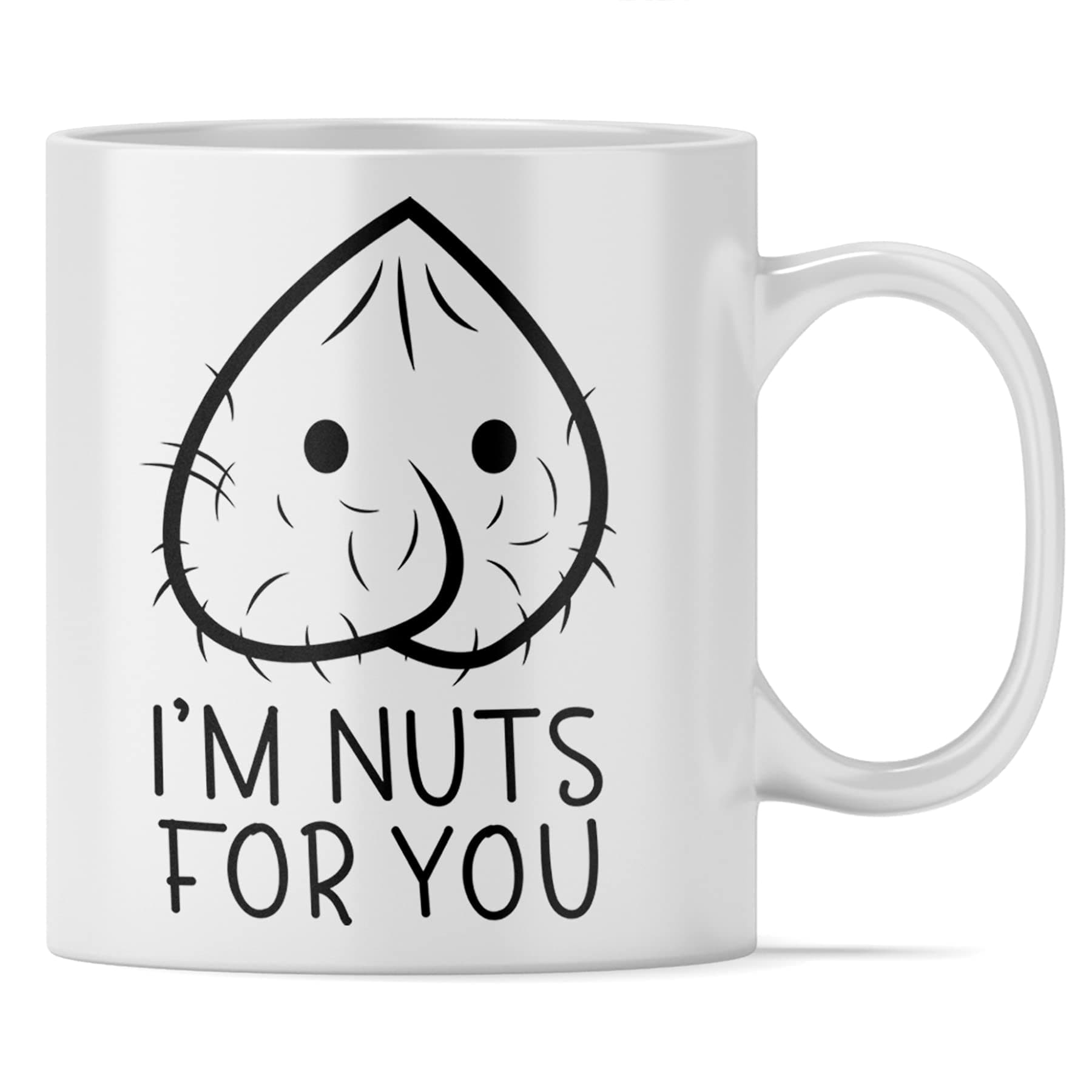 I'm Nuts For You Valentines Novelty White 11 Oz Coffee Mug Coffee Mug Sarcastic for Boyfriend Couples Dating Anniversary from Girlfriend
