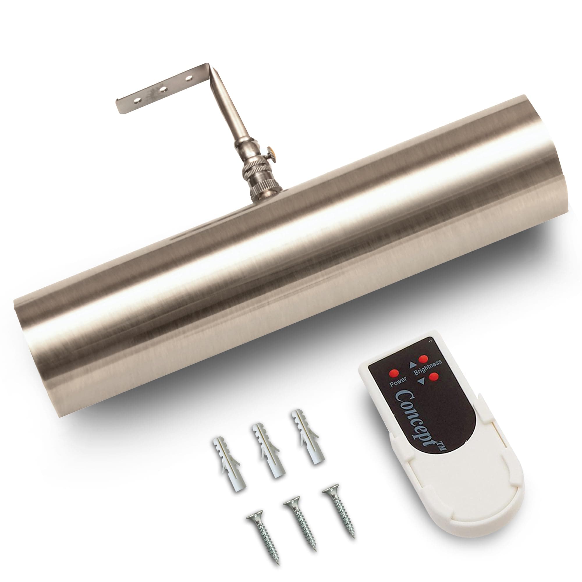 Concepdesigns Picture Light, Battery Operated Picture Light, Dimmable Wireless Picture Lights for Wall, Art Light, Library Light Battery Operated with Remote Control - 11.5 inches, Satin Nickel