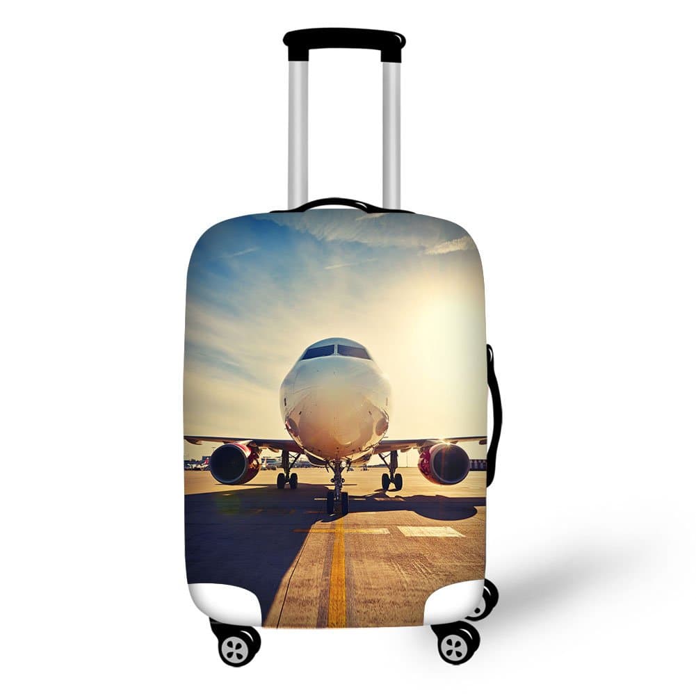 Travel Luggage Cover,3D Airplane Print Elastic Protector Fit 18-30"suitcase