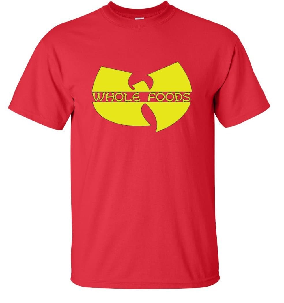 Whole Foods Wu-Tang Funny Novelty Tshirt (2XL-Large, Red) Apparel