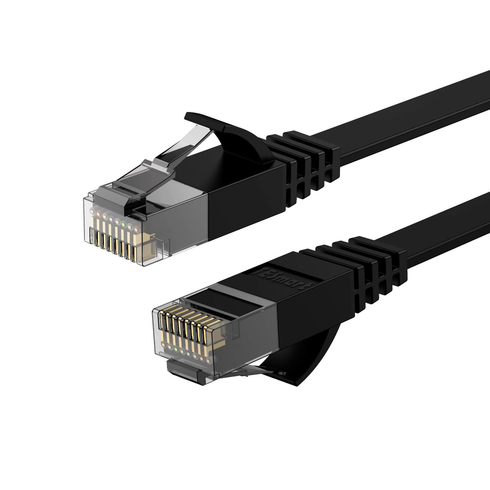 TESmart Cat 6 Ethernet Cable 48ft/15m, RJ45 Flat Network Lan Cable High-Speed 1000Mbps 250Mhz, Support Cat 5e, Suitable for Network Switch/Gigabit Modem, etc(48ft/15m,Black)