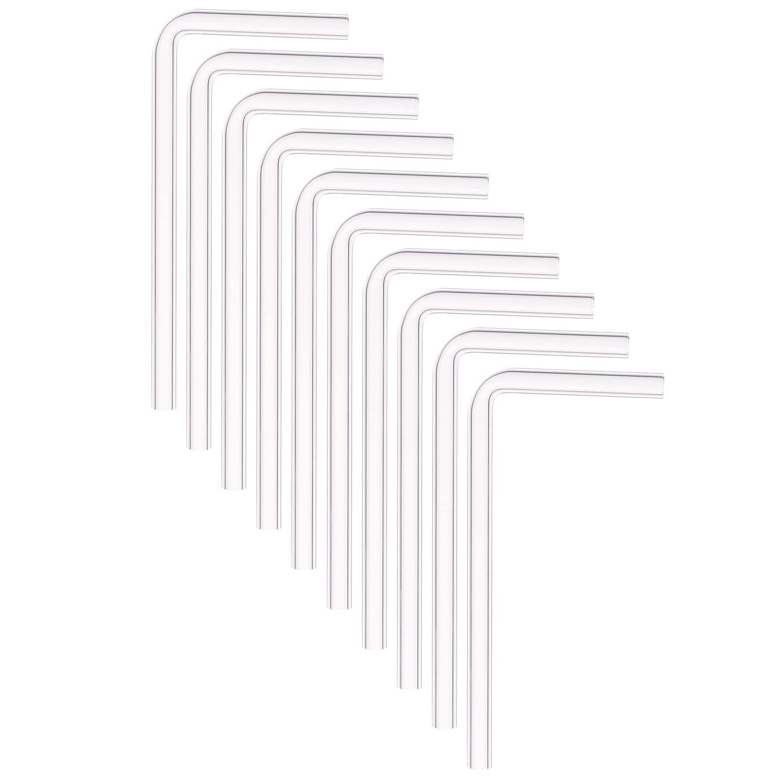 10-Pack L-Shaped Glass Tubes, 4.3-Inch High Borosilicate Delivery Stems for Labs & Home Science (4mm Hole, 7mm Thick)