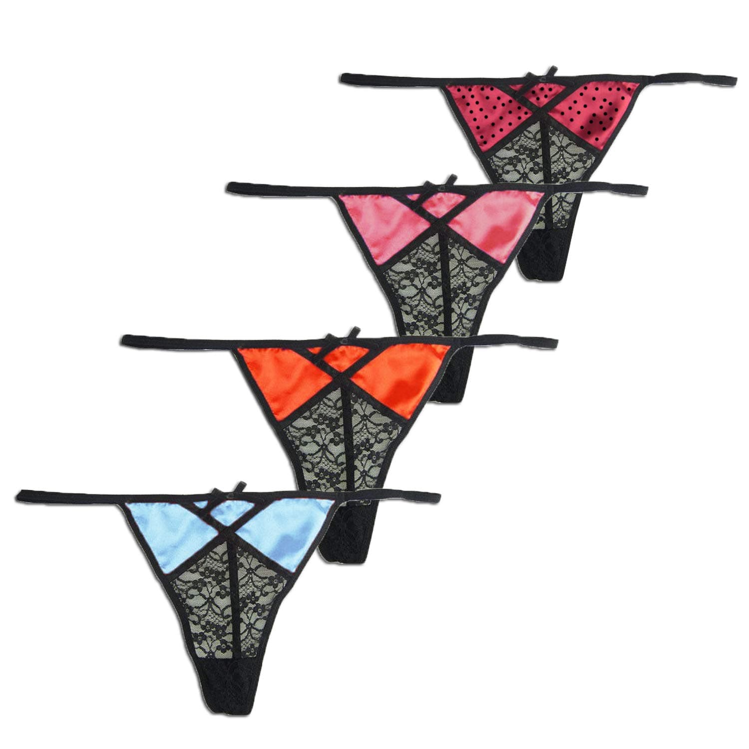 Sexy Lace G-String Thong Panty Underwear Pack of 4 (5X-Large,4 Color 2)