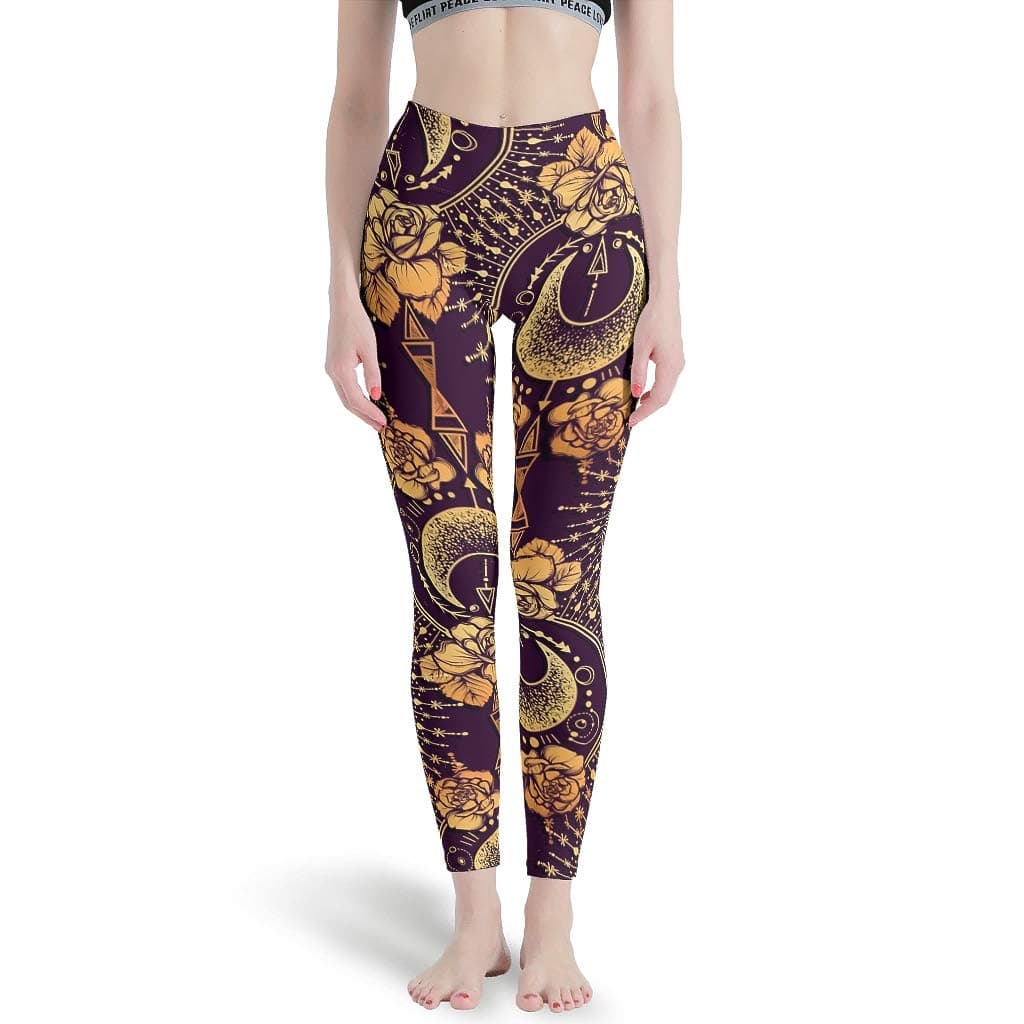 BTJC88 -moon sun Yoga Pants Women Designs, Fun Tights moon sun Theme High Waist Print Leggings Yoga Pants for Women Designs