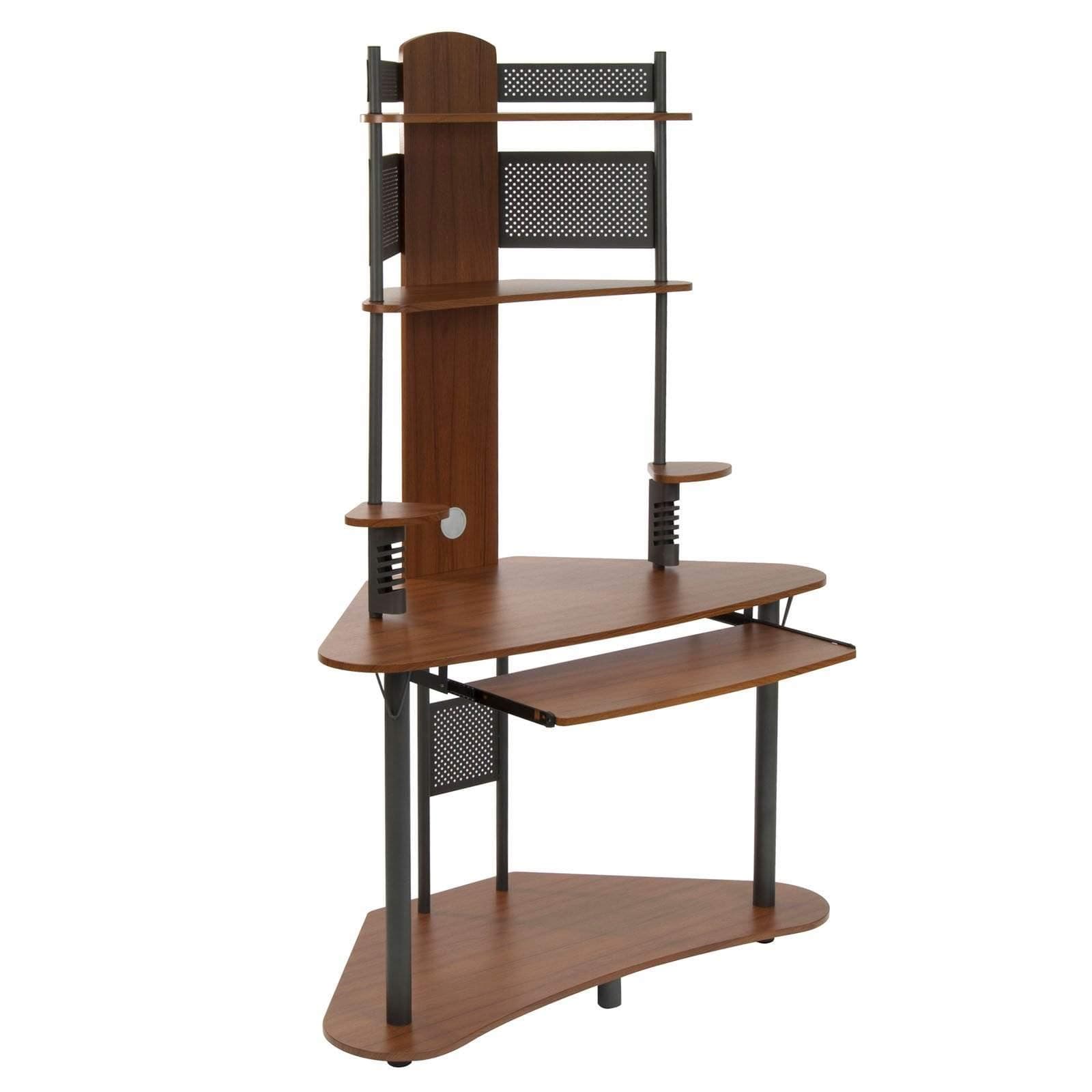 Calico Designs Arch Tower Corner Computer Tower Multipurpose Home Office Computer Writing Desk - Pewter / Teak,