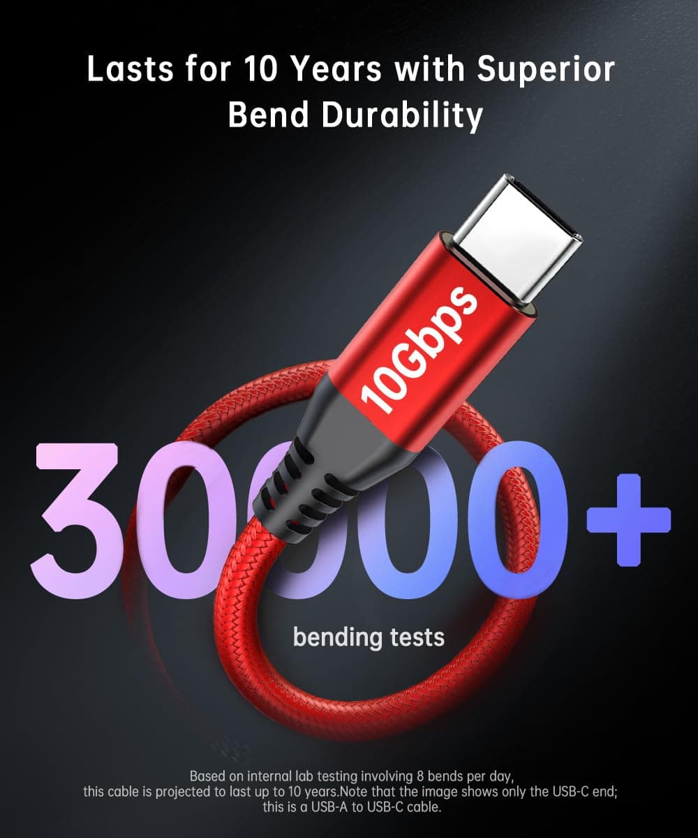 LDLrui USB A to USB C Cable-10ft-red