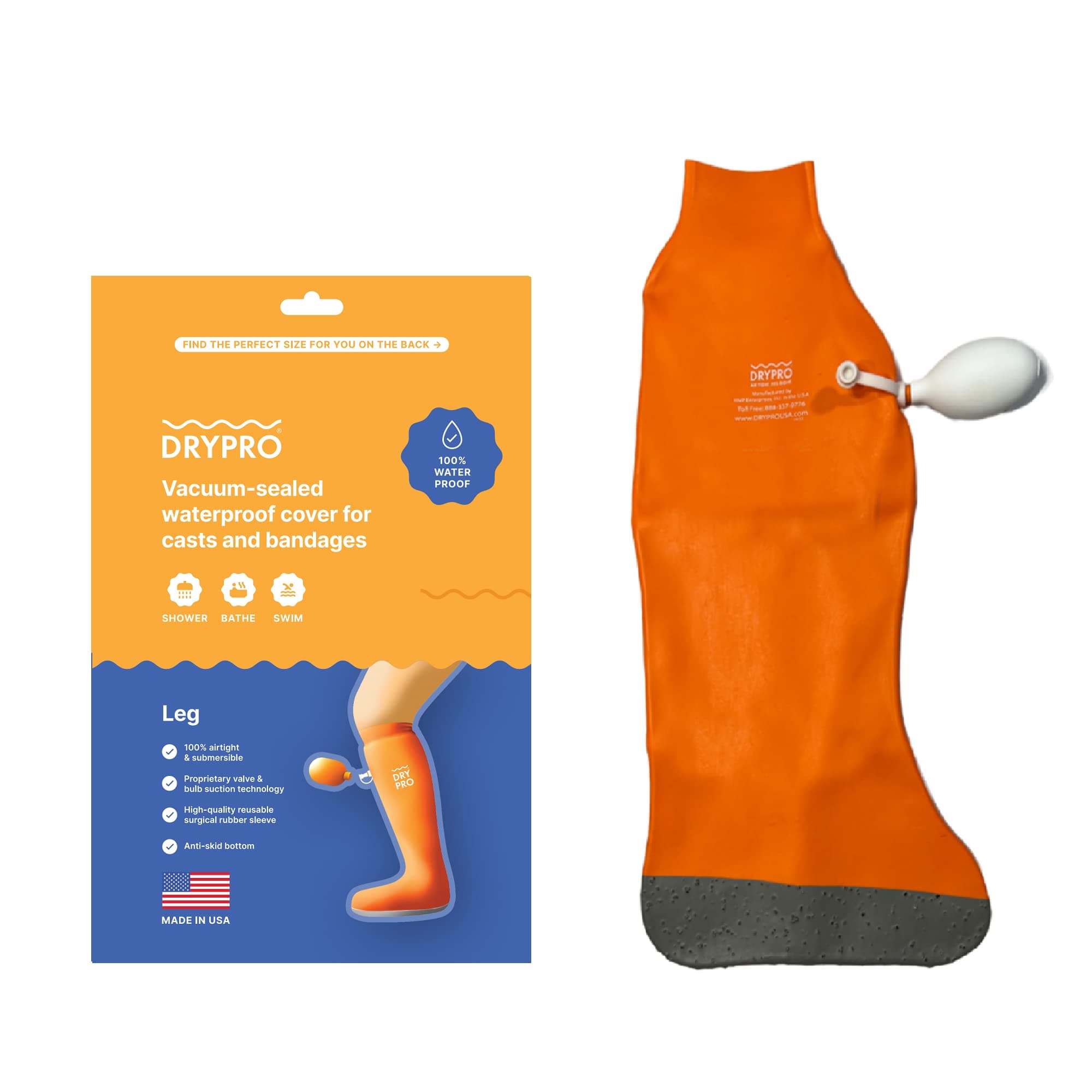 DryPro Waterproof Full Leg Cast Cover, X-Small