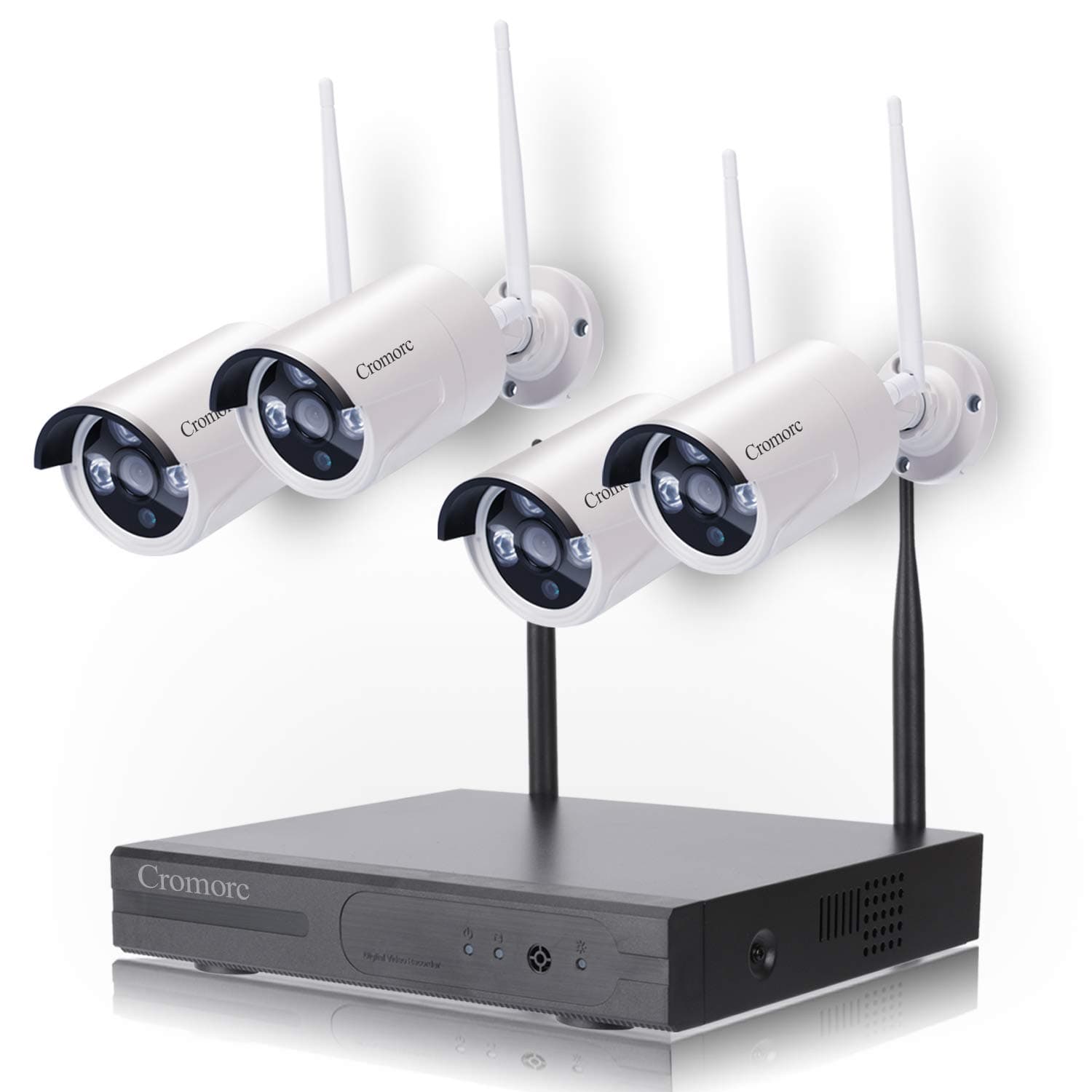Wireless Security Camera System WiFi NVR Kit CCTV 4CH 1080P NVR 4pcs 960P Indoor Outdoor Bullet IP Cameras P2P IR Night Vision Weatherproof Plug and Play no Hard Drive