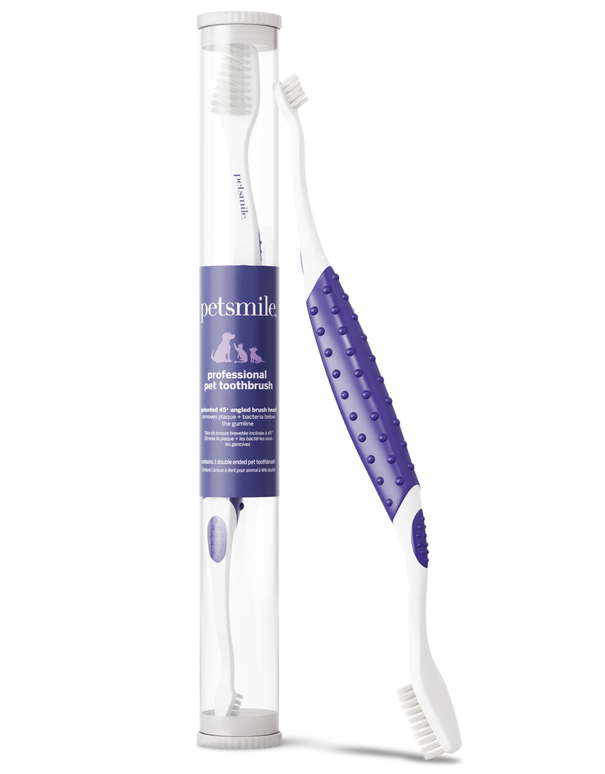 petsmile Professional Pet Toothbrush - Patented 45 Degree Cat & Dog Toothbrush for Small & Large Animals - Pet Accessories for Dental Care - VOHC Approved Teeth Cleaning - Dog Toothpaste Not Included