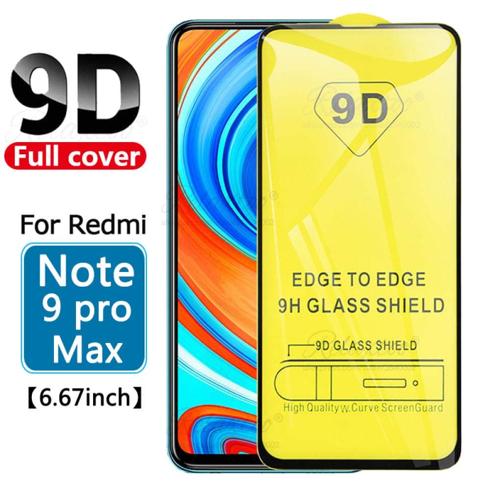 3 PCS 9D Full Glue cover protective Tempered Glass on the For Xiaomi redmi note 9 pro max 9s screen protector for redmi note9 s pro 9h-For Redmi Note 9s_Black