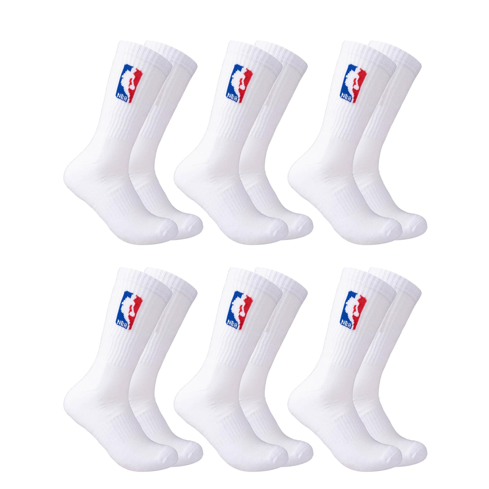 Ultra Game Mens Nba Official Athletic Cushioned Secure Fit Crew Socks - 6 Pack Socks (pack of 6)
