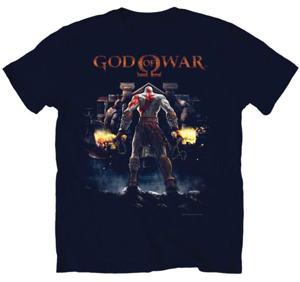 God Of War II Cover Art Kratos Video Game Adult Tall Long T-Shirt Tee