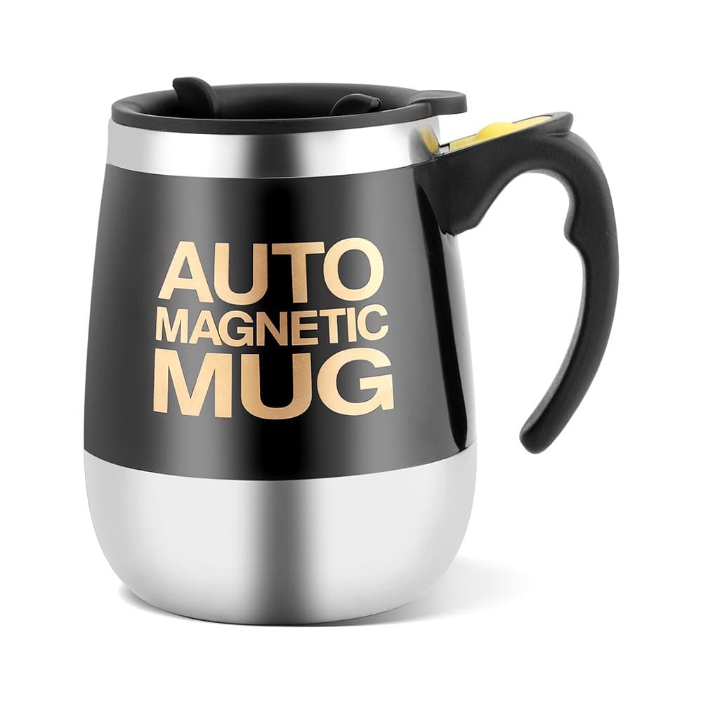 CuscoSelf Stirring Mug, Electric Stainless Steel Self Mixing Cup Magnetic Stirring Coffee Mug Automatic Stirring Coffee Mug Insulation Design(Black)