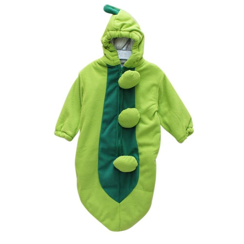 RuiChy Cute Green Pod Beans Shaped Double-Layer Soft Fleece Baby Infant Toddler Sleeping Bag