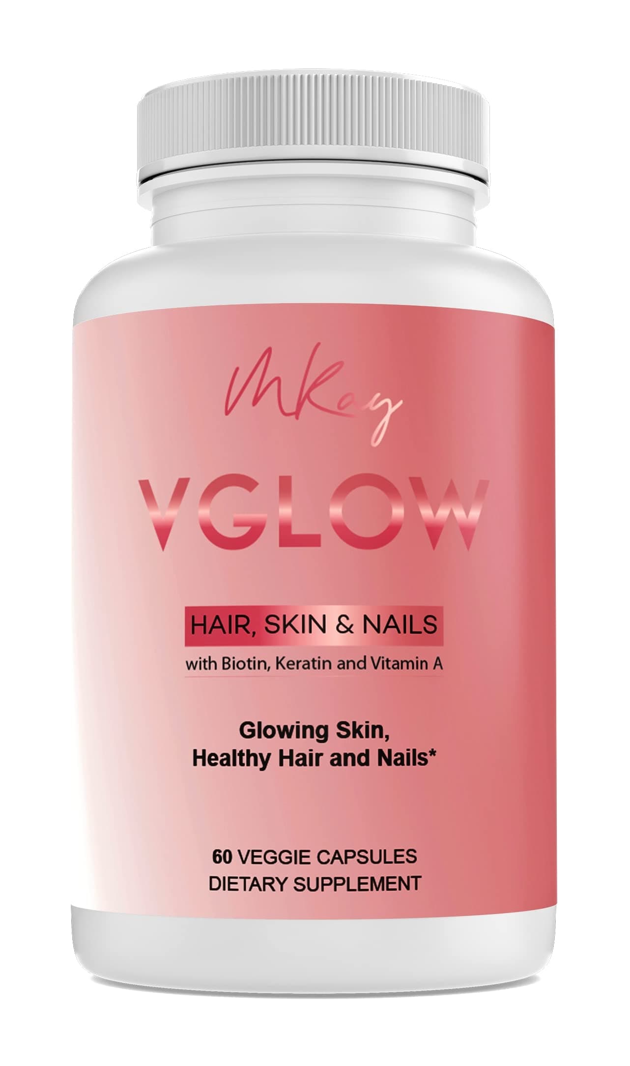 Marwa Kadi VGlow Hair Skin & Nails Vitamin for Supporting Healthy Hair and Nails Multivitamin & Vegan Dietary Supplement, Gluten Free, 60 Tablets