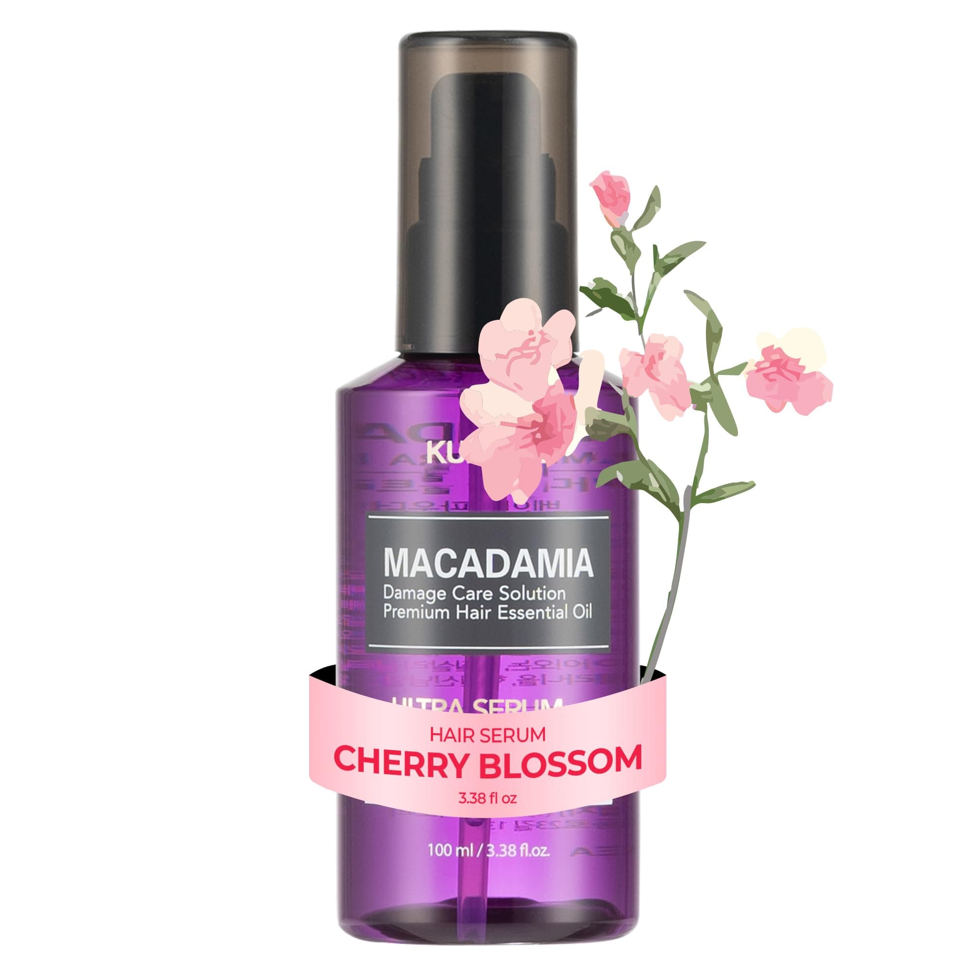 Kundal Ultra Intense Repair with Quick Damaged Care Serum [Cherry Blossom] - Premium Hair Essential Oil, Natural Ingredients, Deep Nourishment. 100ml (3.38 fl. oz)