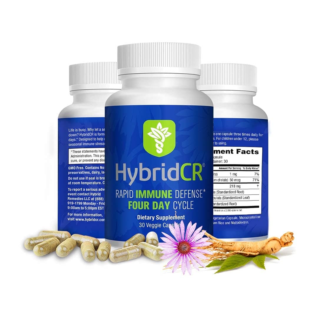 Hybrid Remedies Hybridcr Rapid Immune Defense By | Pharmacist Formulated Natural Herbal Formula To Support Immune Response | Gluten-Free Natural Herbal Remedy | 30 Capsules