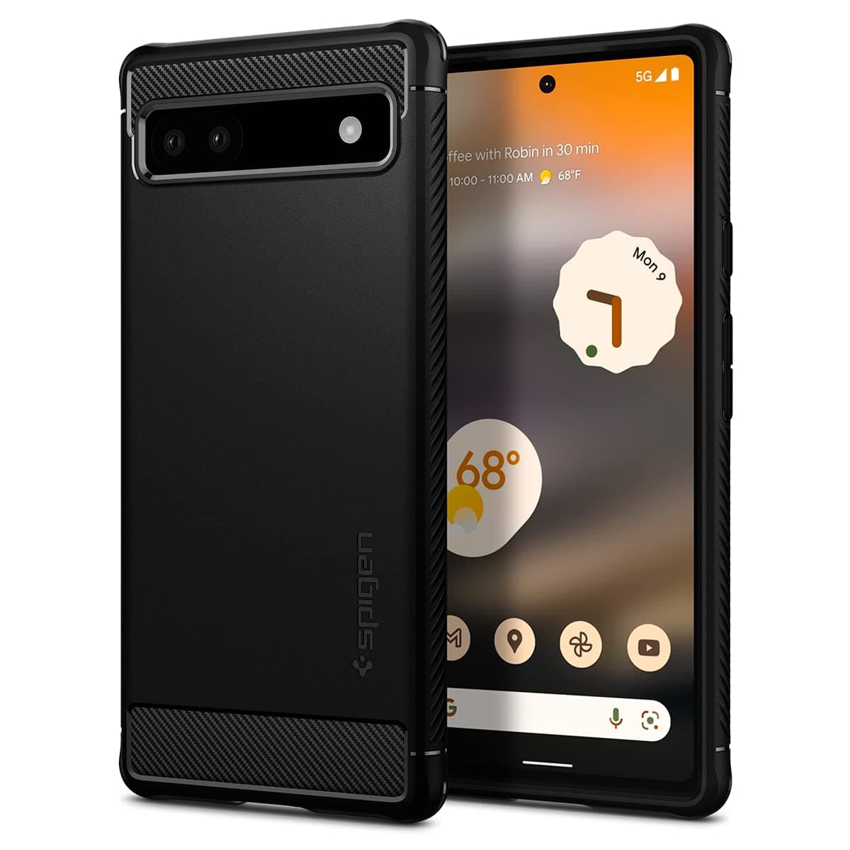 Spigen Rugged Armor Case Compatible with Google Pixel 6a - Matte Black