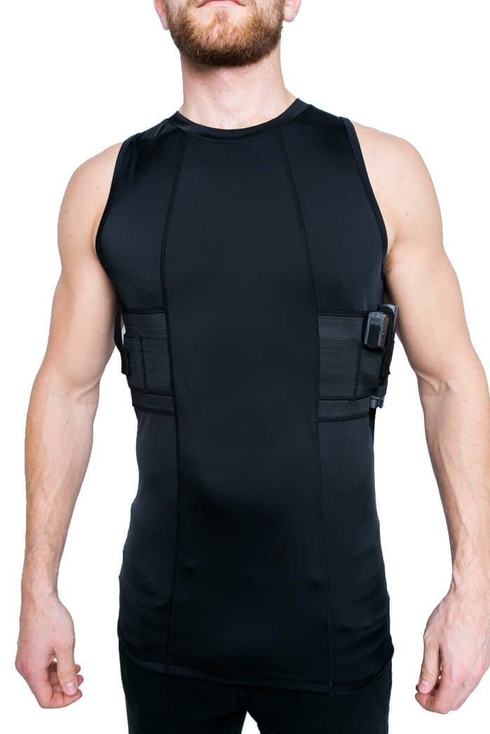 Holster Tank Top Shirt Concealed Carry Clothing for Men - Easy Reach Concealment Compression CCW Clothes (Small,Black)