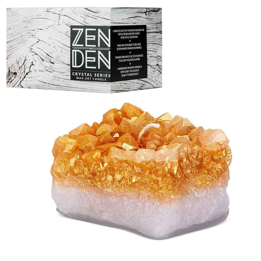 Quartz Crystal Cluster Candle (Citrine) - Handcrafted Crystal Shaped (Wax) Candle - for Home Décor, Meditation and Positive Energy