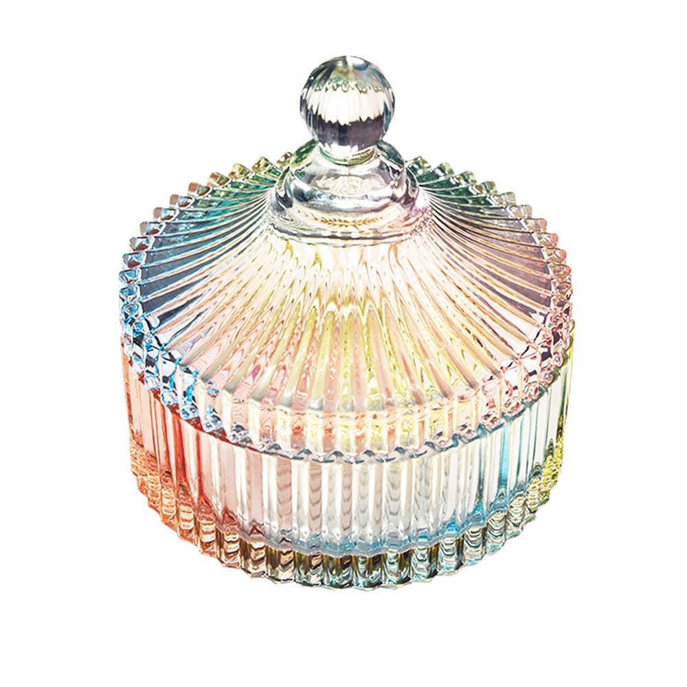 Danmu Art 1pc Colorful Glass Storage with Lid Candy Jar Biscuit Box Containers (280ml)