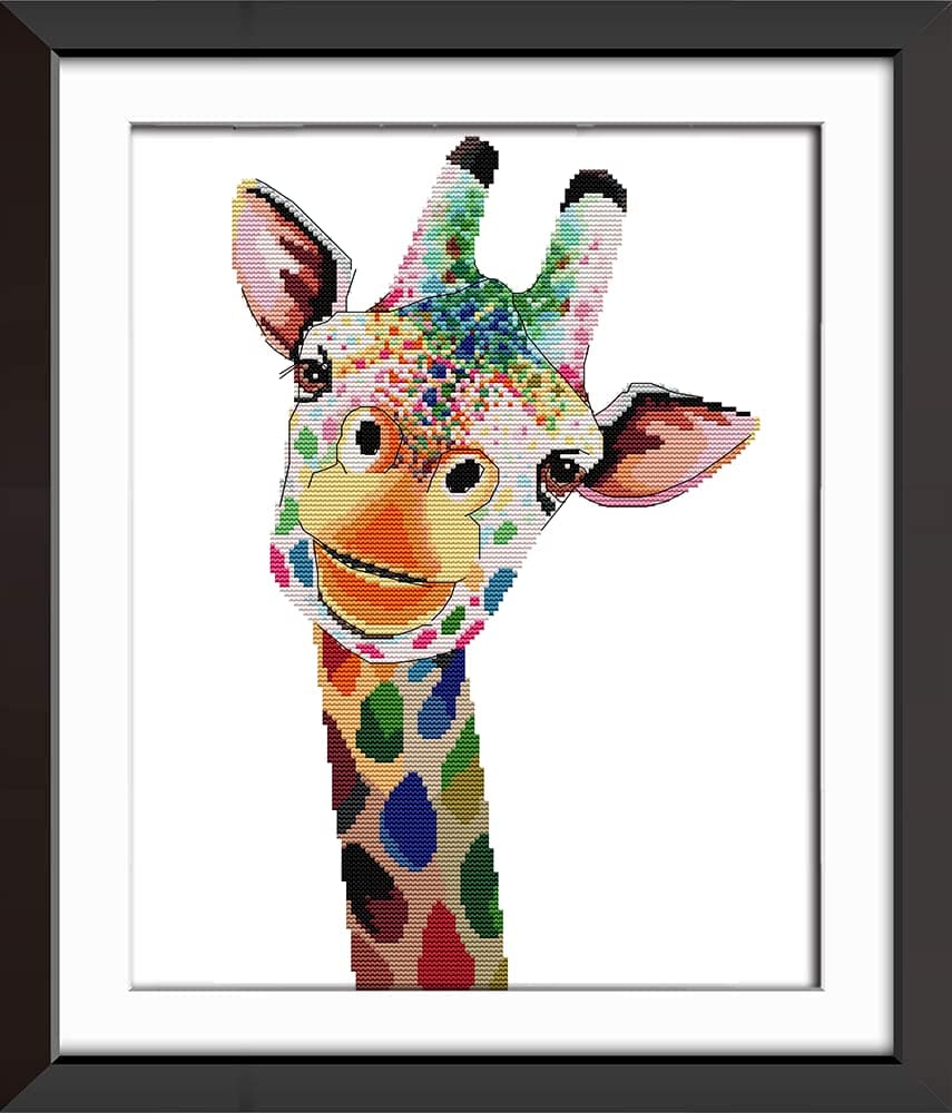 Zodiacal Hue Cross Stitch Kits 14CT Stamped Giraffe 11"x16.1" Easy Patterns Embroidery for Girls Crafts DMC Cross-Stitch Supplies Needlework